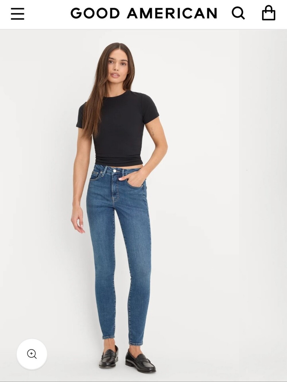 GOOD AMERICAN Stretch Jeans | High Rise | Ankle Crop | Distressed Denim l  6/28+